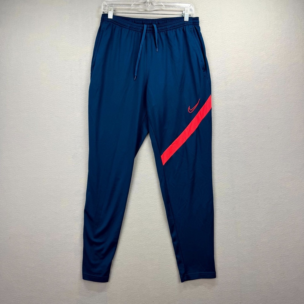 Nike Track Pants Mens Large Blue Dri Fit Running Workout Gym Drawstring Waist